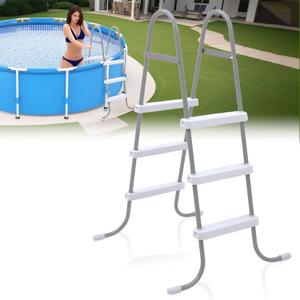 42 Inch Above Ground Pool Ladder 3 Steps Steel Frame Swimming Pool Entry Exit Ladder Non Slip Metal Frame Pool Steps, Weight Capacity 300lbs (Grey and White)