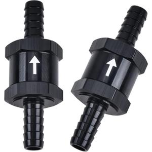 EVIL ENERGY 1/4" Fuel Check Valve One Way Inline Non Return Diesel Gasoline Black(6mm OD,2PCS)