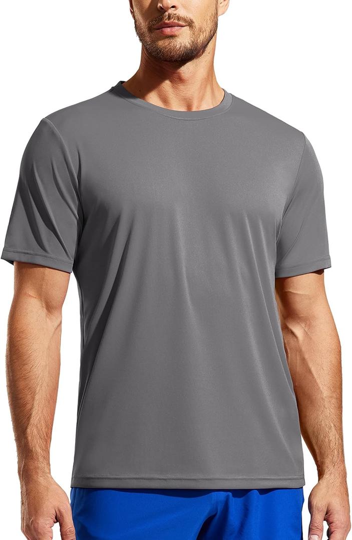 Haimont Men's Athletic Running Shirts Quick Dry Short Sleeve UPF 50+ Sun Protection UV Fishing Hiking Workout T-Shirts (Dark Grey)