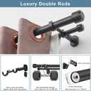 Heavy Duty Double Curtain Rods, 1 1/8IN Diameter Nonadjustable Dual Window Rods 108IN/9FT Length with Luxury Adjustable Brackets, Matte Black