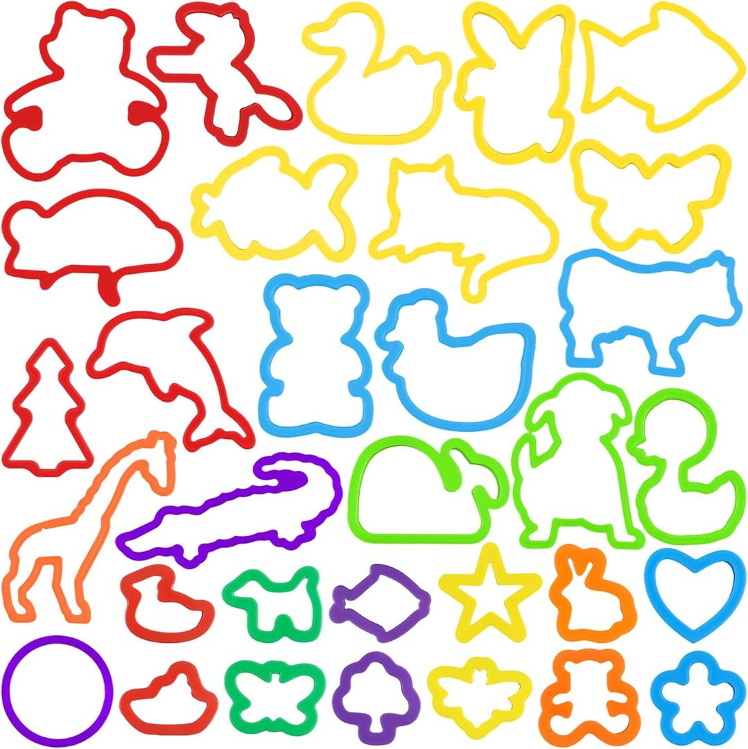 Dough Play Tools Set for Kids, 32 PCS Dough Accessories with Animal Molds and Shaped Cutters, Plastic Cutters Toys for Toddlers, Mixed Colors and Random Colors