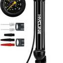 Hycline Bike Floor Pump with Gauge: 160 PSI High Pressure Bicycle Pumps - Durable Air Pump Fits Presta & Schrader Valve - Inflator for Road MTB Tire, Ball, Balloon, Inflatables (Portable Size, Black)