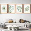 Art3d Framed Wall Art Set of 4 for Wooded Aesthetic Wall Decor for Living room Kitchen Hallway Bedroom, Green Plant Picture Frame, Neutral Botanical Wall Prints