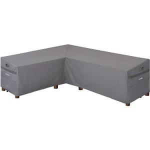 PATIOASIS Grey Outdoor V-Shaped Sofa Cover 102''L x 102''W x 35.5''D x 31/26''H Waterproof Sectional V Shape Patio Furniture Cover All Weather Proof