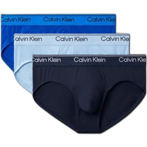 Calvin Klein Men's Underwear Micro Stretch 3-pack Hip Brief (Large, Shoreline, Royalty, Blue Bell)