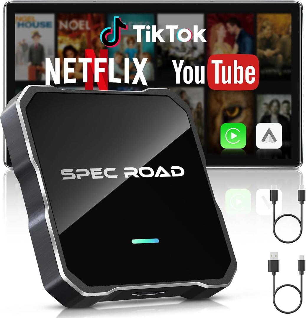 Wireless CarPlay Adapter for iPhone/Android Auto Wireless Adapter, Support Netflix/YouTube/TF Card, Plug and Play