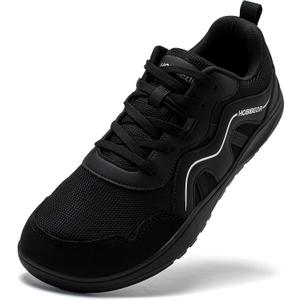 HOBIBEAR Women's Wide Toe Box Barefoot Sneakers | Zero Drop | Lightweight Walking Shoes (Black, US 7W)
