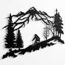 DEKADRON Metal Skier Wall Art, Mountain and Trees Themed Wall Art, Metal Wall Decor, Ski Lover Gift, Home Decoration, Wall Hangings (46" W x 30" H / 117x75 cm)