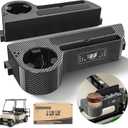 10L0L Golf Cart Armrest with Cup Holder Universal for EZGO Club Car Yamaha No Drilling Required Fits 1.0"/1-1/4" Square Tube Frame Premium Rear Seat Arm Rest with Phone Holder/Storage - Carbon Fiber