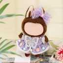 2pcs Doll Clothes Set, Kawaii Doll Outfits Cute Clothing Fashion Dress and Hair Bow Clip for 15-17cm Plush Dolls Display Accessories, Gifts for Collectors (Purple)