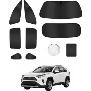 8PCS Windshield Sun Shade for Toyota RAV4 2019-2024 2025 Accessories- Full Coverage Front Rear Side Triangular Window Shade Cover Sun Visor - UV Ray & Privacy Protection for Camping, Napping