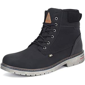 Mishansha Men's Hiking Boots Artificial Leather Water Resistant Non Slip Outdoor Women's Trekking Shoes Black 5.5 Women/4 Men