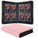 Top loader Binder, Holds 128+ Toploaders, 4 Pocket Top Loader Card Storage Case, Double-Sided Pockets for trading card in 3 x 4'' Toploaders（Pink）