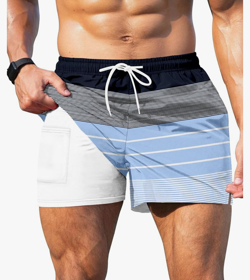 GIISAM Men's Swim Trunks, Bathing Suit 4 inch Inseam Quick Dry Swimsuit Beach Board Shorts with Compression Liner, XL