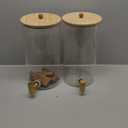 2 Pack Drink Dispenser with Wood Stand, Glass Beverage Dispenser with Spigot and Labels, Glass Water Dispenser for Parties, Lemonade Dispensers for Juice, Tea, and Home Bar Party Drinks (1.5 Gallon)