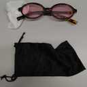 VIA LEECA Retro Oval Sunglasses for Women Cute 90s Small Oval Sun Glasses (Tortoise Frame Pink Lens)