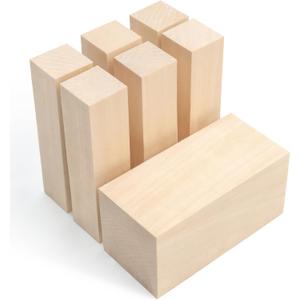 BeaverCraft Basswood Carving Blocks 7PCS Whittling Wood Kit - Soft Wood Block for Crafts, Basswood for Carving, Unfinished Wooden Blank Set BW7