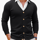 Runcati Mens Cardigan Sweater V Neck Button Down Sweaters Long Sleeve Lightweight Fall Knit Outwear with Pockets Size L