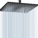 16 inch Matte Black Large Rain Shower Head - All Metal 304 Stainless Steel, Full Body Rainfall Shower with 324 Silicone Nozzles - Waterfall Bathroom Square Showerheads, Ceiling Mounted