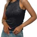 KEEPSHOWING Acid Washed Tank Top for Women Sleeveless Crewneck Ribbed Knitted Crop Tops Ripped Basic Slim Camis(BK,S) Black (Green, S)