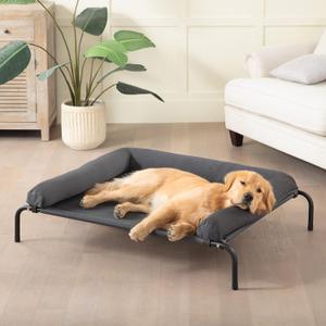 WESTERN HOME Cooling Elevated Dog Bed for Large Dogs, Portable Indoor & Outdoor Raised Dog Bed with Breathable Mesh, Chew Proof Pet Hammock Cots with Removable and Waterproof Bolsters (43.0"L x 31.0"W x 8.0"Th, Grey)