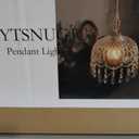 Vintage Crystal Small Pendant Lights Kitchen Island, Adjustable Cord Length 0.5" to 70", Dia7.87 Glass Shade Light Fixture,Brass Hanging Light, Chandelier for Bedroom (1-PackHard-Wired