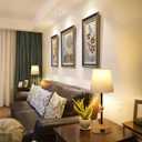 Bedside Table Lamp for Bedroom with 2 USB Charging Ports Minimalist Small Nightstand 3-Way Dimmable Touch Desk Lamp for Living Room Home Office Dorm,LED Bulb Included (wood grain-power)