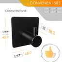 Matte Black Self Adhesive Towel Hooks for Bathroom Wall Door Mounted - SUS304 Stainless Steel Strong Strips Stick on 3/M Wall Hooks for Hanging Coat, Hat, Bag, Key, Jacket  8 Pack