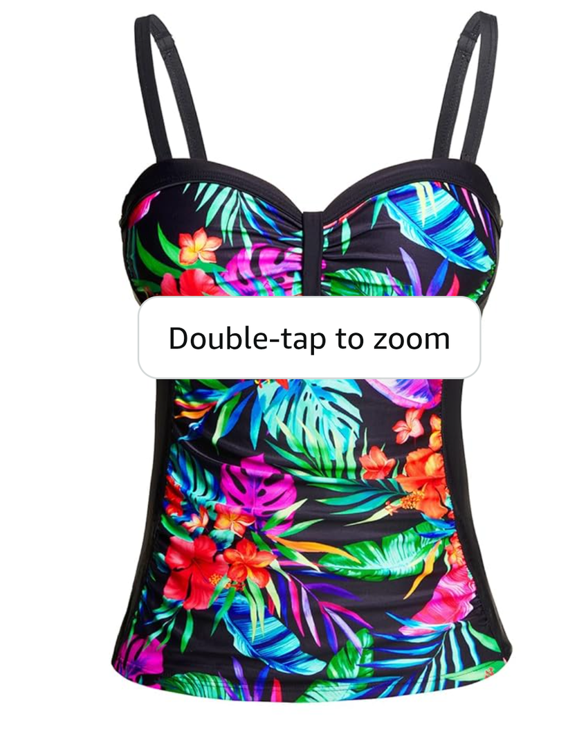 Women's Underwire Tummy Control Swimsuit Top with Push Up - No Bottom Included M Floral
