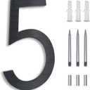 8 Inch Black house numbers, Modern Address Numbers For Houses Street Black Large House Numbers For Outside Door Numbers For House Numbers For Address On House Floating Flush Mount Aluminum Black Number 5