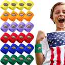 24 Pieces Kids Sports Wristbands 6 Colors Football Sports Party Favor Colorful Wrist Sweatbands Cloth Wristbands for Birthday Party Sports Party