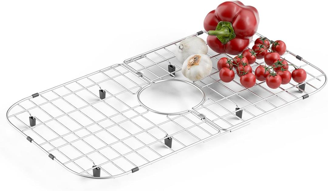 Sink Protector Stainless Steel 26" x 14" Rectangular Extra Large Sink Grid for Kitchen Sink Bottom, Rust-Resistant Drainage Rack with Scratch Prevention Centered Drain