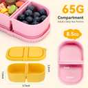 VZZNN 8 Pack Reusable Silicone Snack Containers with Lids - 2 Compartments Bento Snack Box (4 Colors) for School, Office and Picnic Ideal Portable Small Food Storage Box