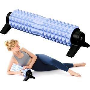 RUNWE Foam Roller with Stand - Bracket Foam Roller for Back Pain, 21 inch Trigger Point Deep Tissue Massage Roller, Medium Density Grid Bracket Foam Rollers, Leg Roller for Muscles Deep Tissue