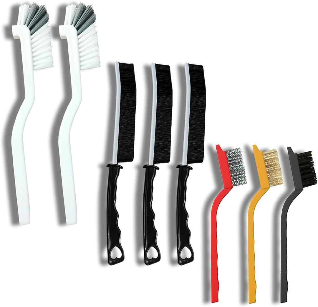 3 x Betanull Crevice Cleaning Brush Set, Multi-Purpose Hard Bristle Brushes for Deep Cleaning Kitchen, Bathroom, Grout, Sink, Cup, Teapot, Bottle, Blender, Corners, Tight Spaces & More
