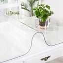 42 x 42 Inch Crystal Clear Table Pad Waterproof Table Protector Vinyl Plastic Square Tablecloth Cover PVC Coffee Dining Tabletop Desk Mat Wooden Glass Marble Furniture Protection Wipeable Waterproof