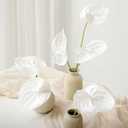 Ling's moment White Anthurium Flowers, 8pcs Artificial Silk Filler Plants, Faux Greenery Stems for DIY Wedding Bouquets Centerpieces Arrangements Bridal Shower Party Home Decorations