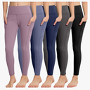 CHRLEISURE Girls' Athletic Leggings with Pockets, 5 Packs Kids Teen Dance Yoga Workout Running Pants for 5-15 Years, L