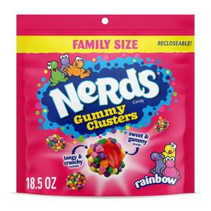 NERDS Gummy Clusters, Candy, Rainbow, Crunchy and Gummy, 18.5 oz (EXP 04/01/26)