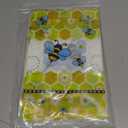 100 Yellow Honey Bee Theme Treat Bags with Handles - Bee Pattern Plastic Goodie Bags for Baby Shower, Gender Reveal & Birthday Party