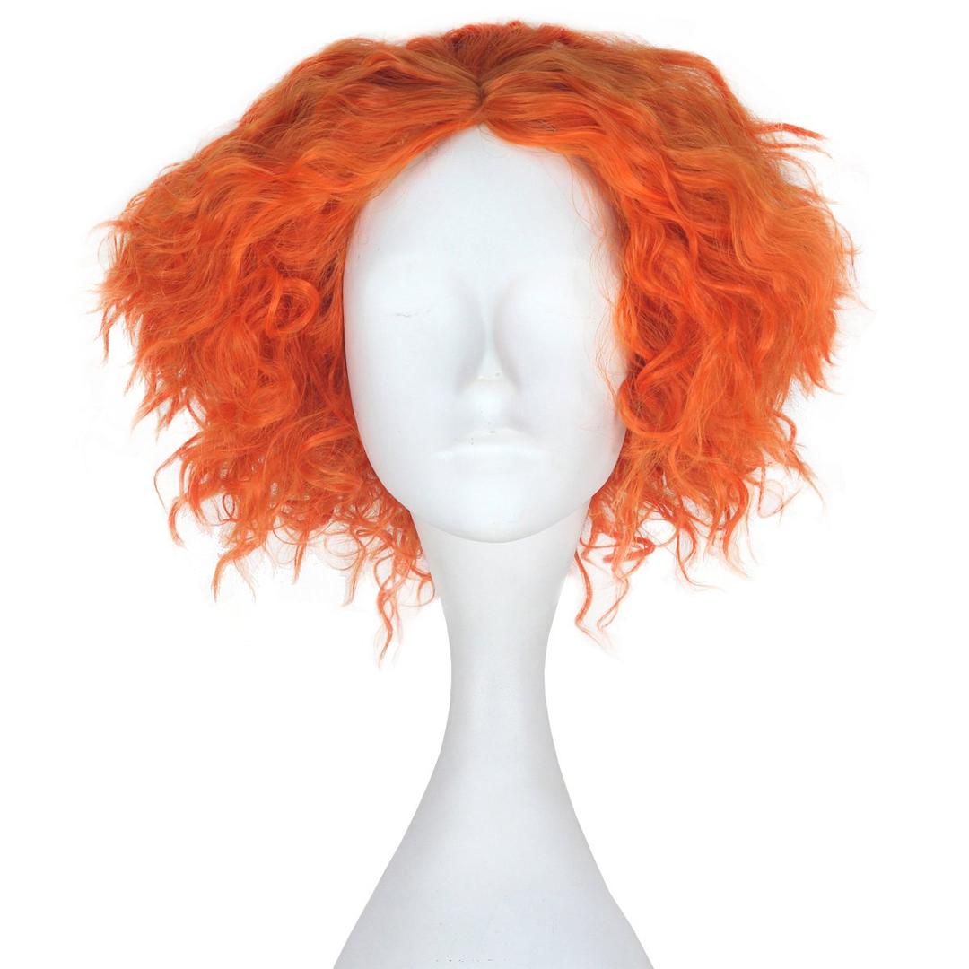 Miss U Hair Short Men Mad Clown Curly Wig Adult Orange Hair Cosplay Costume Wigs Halloween