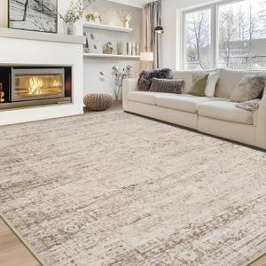 8x10 Area Rugs for Living Room Rug Washable: Modern Large Rug for Dining Room Bedroom Carpet Non Slip 8 by 10 Indoor Abstract Nursery Home Office Beige Ivory