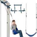 Gym1 Doorway Swing & Pull-Up Bar Gym - Pull-Up Bar Strength Training & Kids Exercise Equipment - Sensory Swing & Rope Ladder Indoor Playset - Indoor Playground for Kids - 2 Piece - Blue