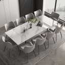 Luck Live 62.9'' to 94.4'' Extendable Dining Tables for 6 to 10 - New sintered Stone Material Rectangle Dining Table -High Hardness White, Easy