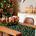 3 x Fur Table Runner,Table Runners 14x72 Inches,Snow Table Runner,Green and Gold Print Decorations for Party Birthday Friends Giving Wedding Dining Table (Green)