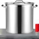 CURTA 50 Quart Large Stock Pot with Lid, NSF Listed, Induction Ready, 3-Ply Clad Base, 18/8 Stainless Steel Cooking Pot, Commercial Cookware for Soup, Stew & Sauce, Riveted Silicone Handle