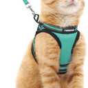 Rabbitgoo Cat Harness and Leash Set for Walking Escape Proof, Adjustable Soft Kittens Vest with Reflective Strip for Cats, Comfortable Outdoor Vest, Green, M