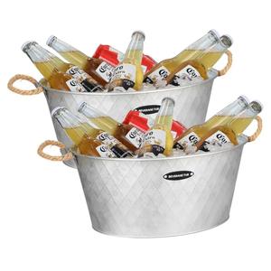iHoo Galvanized Tub, Beverage Bucket with Handles, 2 Pcs Large Ice Buckets for Parties -Galvanized Drink Buckets for Indoor or Outdoor Bars