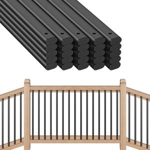 25 Pack Deck Balusters 36" Staircase Baluster for Deck Systems | Black Hollow Metal Spindles for Stair Railing and Porch Railing, Indoor Outdoor Use (1.5mm Thick)