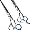Hair Cutting Scissors Thinning Shears Kit ULG Professional Barber Hairdressing Texturizing Salon Razor Edge Scissor Japanese Stainless Steel 6.5 inch (Silver)